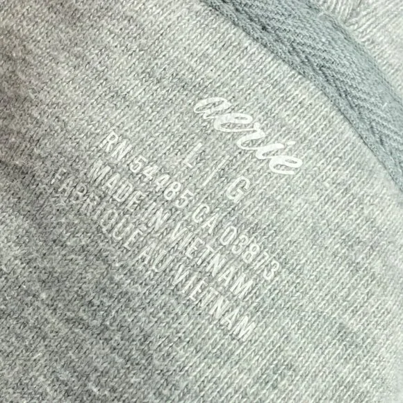 Aerie Large L Gray Lace Up Sunday Soft 100% Cotton‎ Pullover Hoodie Sweater - Picture 6 of 7